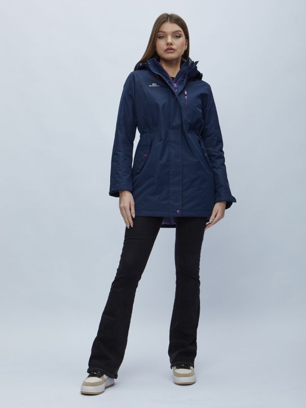 Navy blue hooded parka for women 551993TS